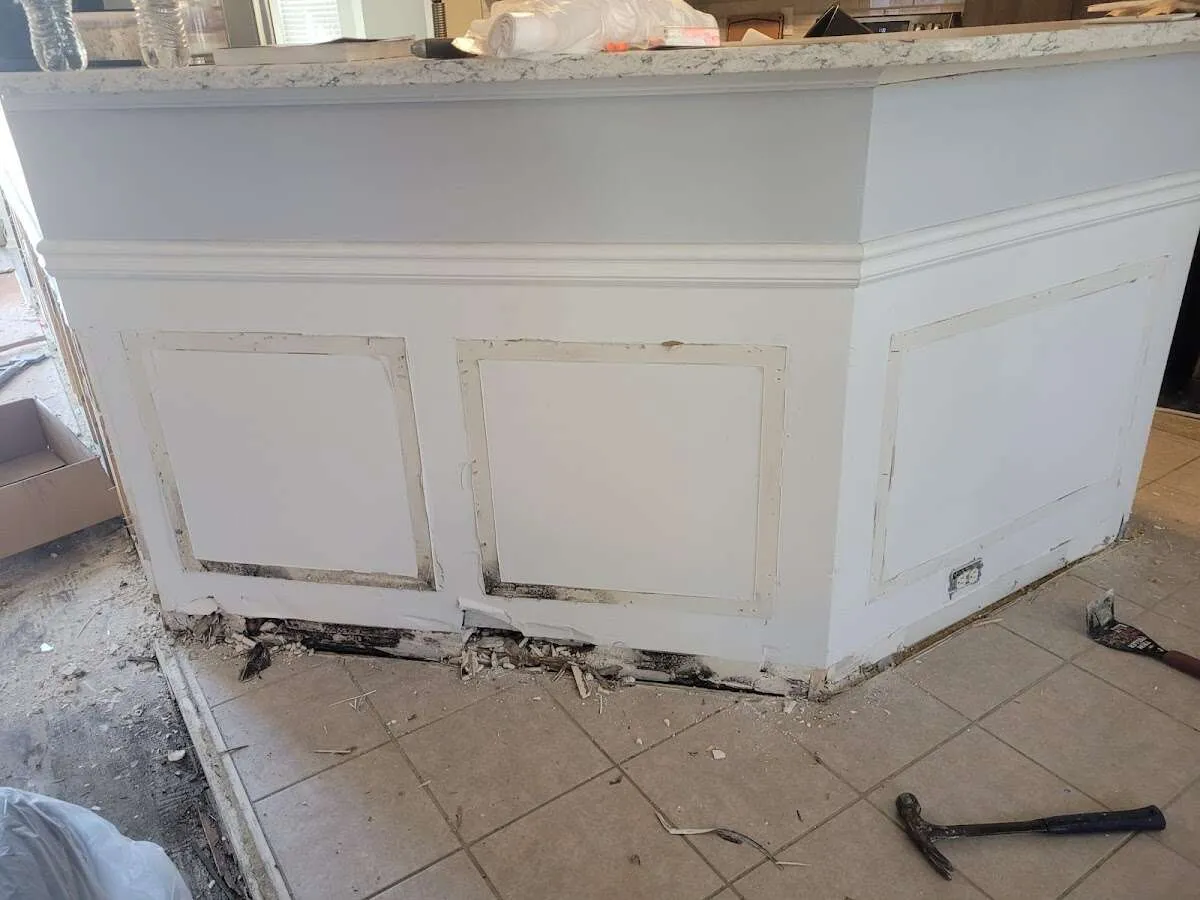 Water damage and mold on kitchen during Mold Inspection & Testing in Rye Brook